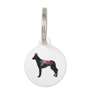 Belgian Malinois Dog Breed Bohemian Floral Saddle Pet Tag