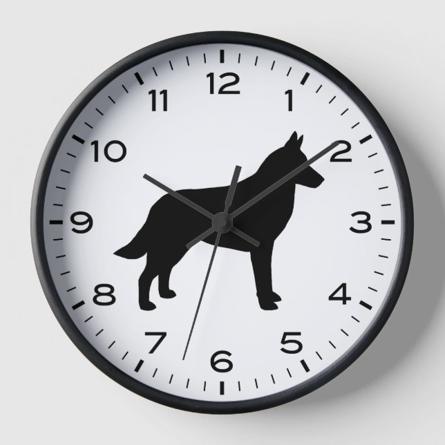 Belgian Malinois Dog Breed Silhouette Clock (Front)