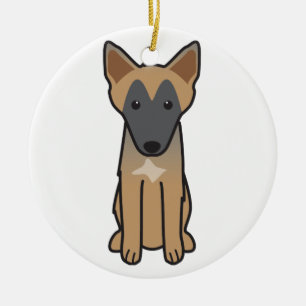 Belgian Malinois Dog Cartoon Ceramic Tree Decoration