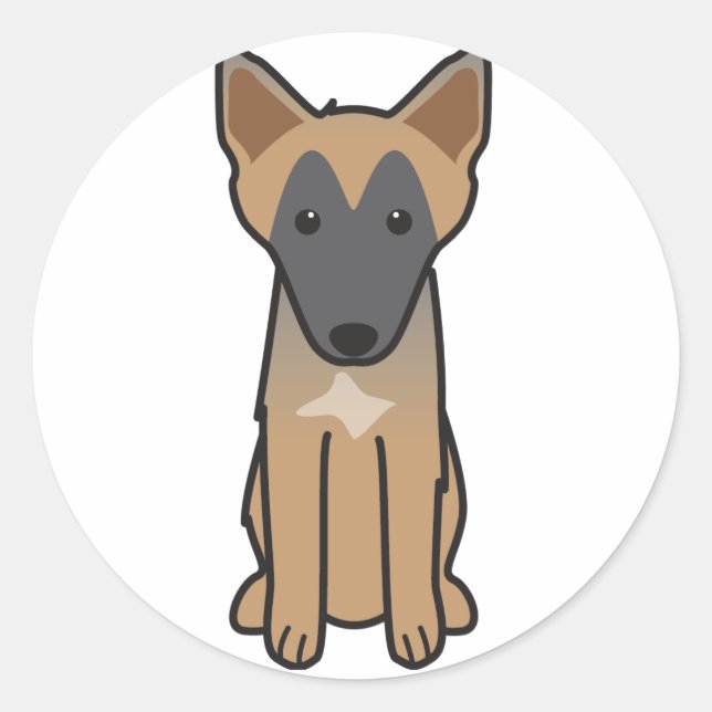Belgian Malinois Dog Cartoon Classic Round Sticker (Front)