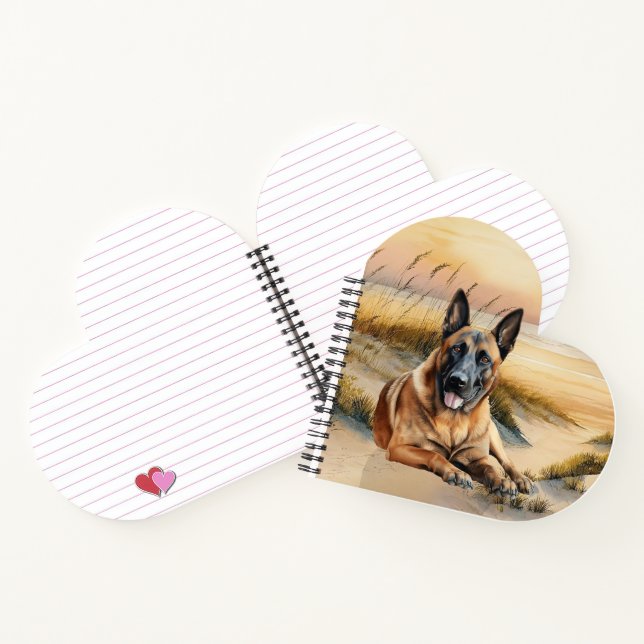 Belgian Malinois Dog Coastal Beach Cove Notebook (Inside)