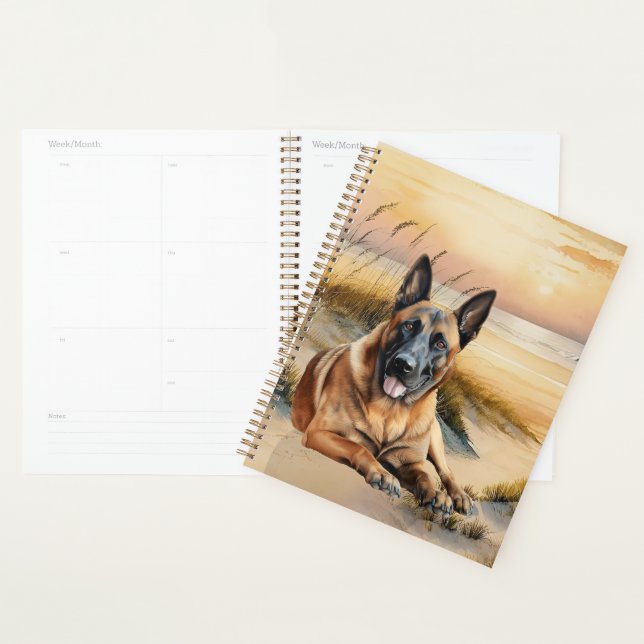 Belgian Malinois Dog Coastal Beach Cove Planner (Display)