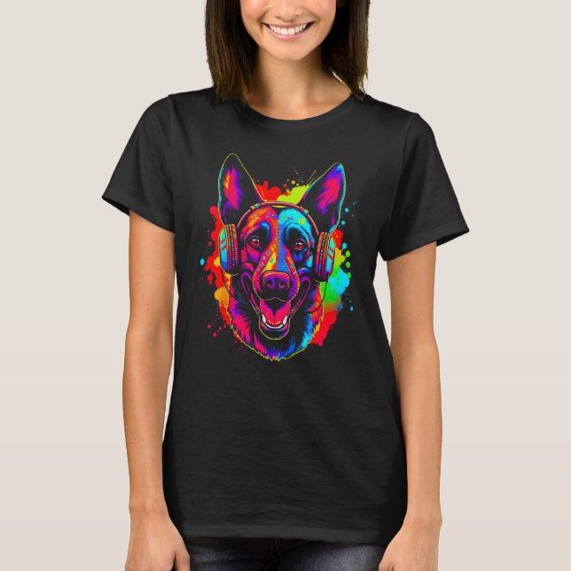 Belgian Malinois Dog DJ Festival T-Shirt (Front)