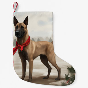 Belgian Malinois Dog in Snow Christmas Small Christmas Stocking