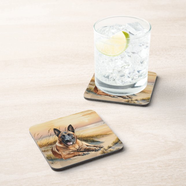 Belgian Malinois Dog Lover Sandy Beach Coaster (Right Side)
