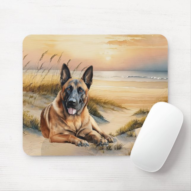 Belgian Malinois Dog Lover Sandy Beach Mouse Mat (With Mouse)
