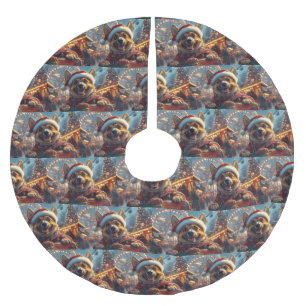 Belgian Malinois Dog Roller Coaster Christmas  Brushed Polyester Tree Skirt