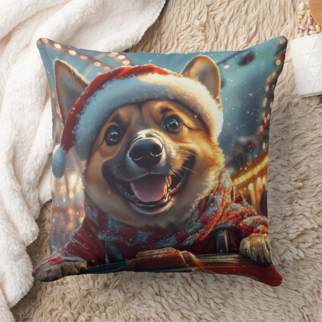 Belgian Malinois Dog Roller Coaster Christmas  Cushion (Blanket)