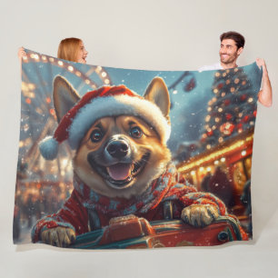 Belgian Malinois Dog Roller Coaster Christmas  Fleece Blanket