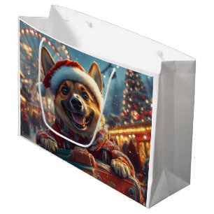 Belgian Malinois Dog Roller Coaster Christmas  Large Gift Bag