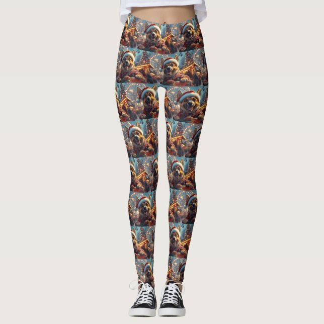 Belgian Malinois Dog Roller Coaster Christmas  Leggings (Front)