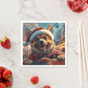 Belgian Malinois Dog Roller Coaster Christmas Napkin