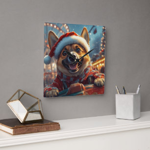 Belgian Malinois Dog Roller Coaster Christmas  Square Wall Clock