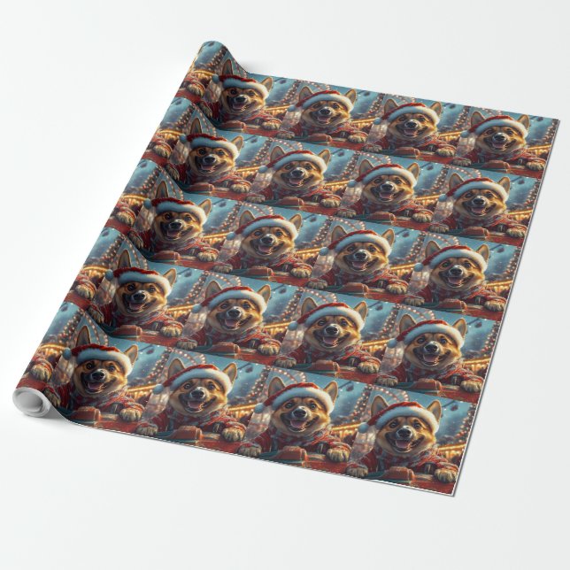 Belgian Malinois Dog Roller Coaster Christmas  Wrapping Paper (Unrolled)