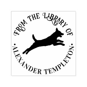 Belgian Malinois Dog Silhouette Library Book Name Self-inking Stamp
