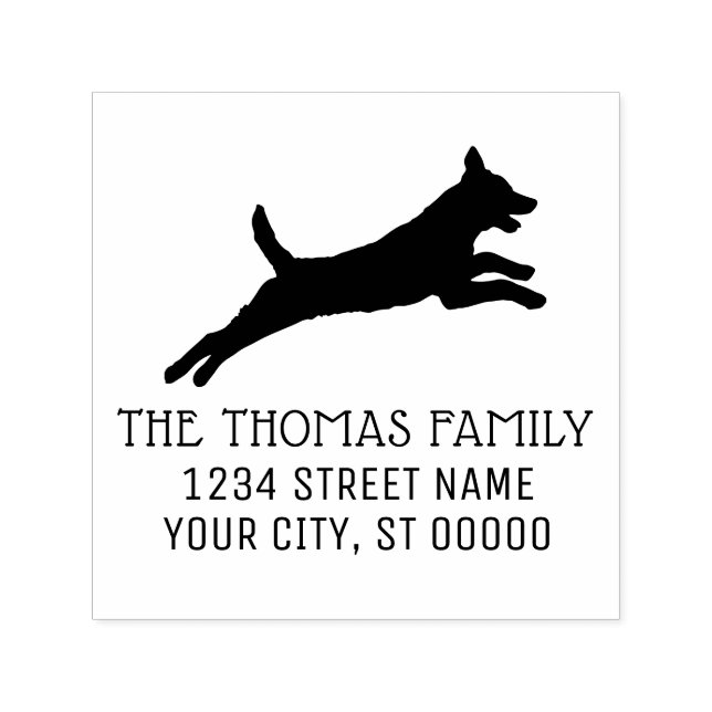 Belgian Malinois Dog Silhouette Name Address Self-inking Stamp (Design)