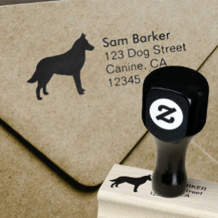 Belgian Malinois Dog Silhouette Return Address Rubber Stamp