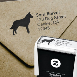 Belgian Malinois Dog Silhouette Return Address Self-inking Stamp