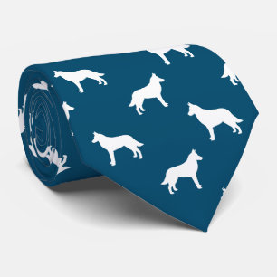 Belgian Malinois Dog Silhouettes Pattern Blue Tie