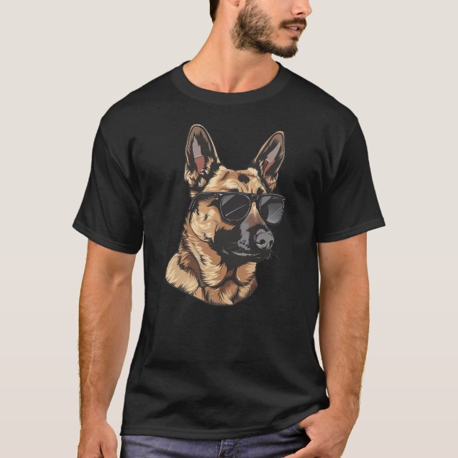 Belgian Malinois Dog Sunglasses T-Shirt (Front)