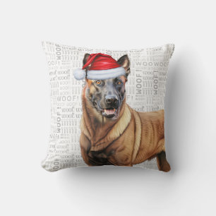 Belgian Malinois Dog Watercolor Christmas Cushion