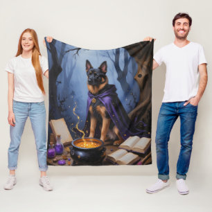 Belgian Malinois Dog Whimsical Halloween Painting Fleece Blanket