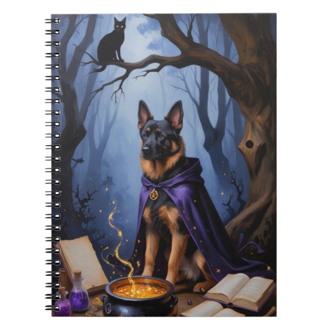 Belgian Malinois Dog Whimsical Halloween Painting Notebook (Front)