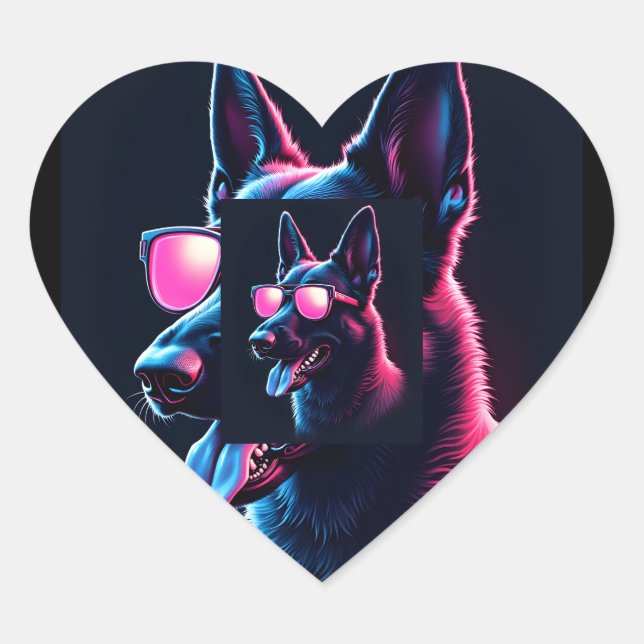 Belgian Malinois Dogs Belgian Malinoiss T-Shirt Heart Sticker (Front)