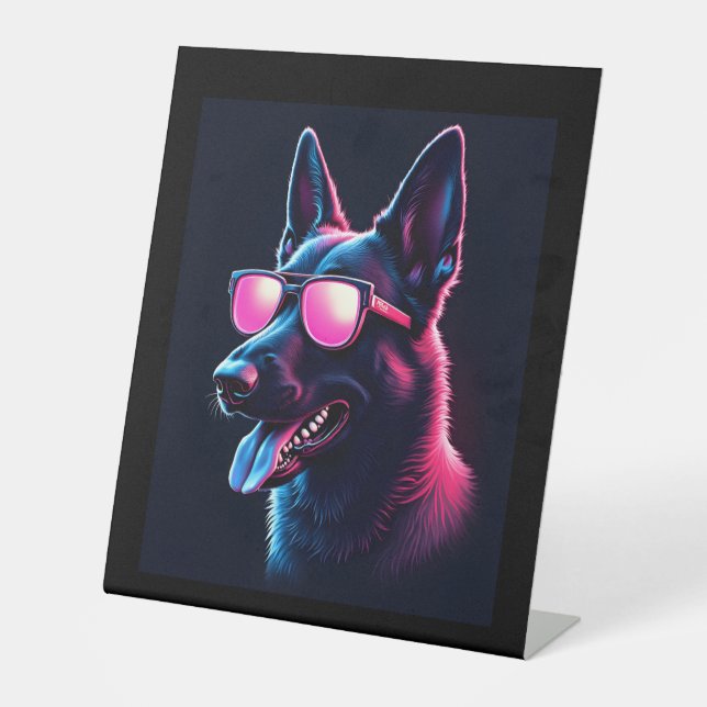 Belgian Malinois Dogs Belgian Malinoiss T-Shirt Pedestal Sign (Front)