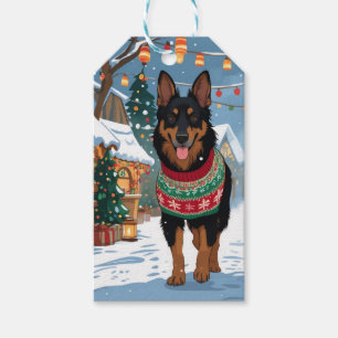 Belgian Malinois Dogs Christmas Snow Holiday  Gift Tags