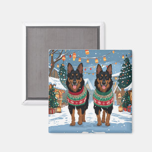 Belgian Malinois Dogs Christmas Snow Holiday  Magnet