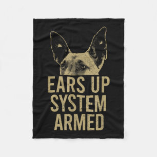 Belgian Malinois Ears Up System Armed Maligator Mo Fleece Blanket