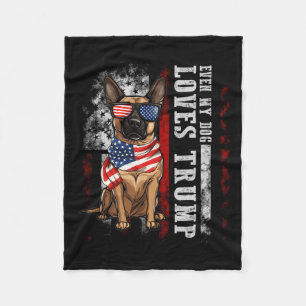 Belgian Malinois Even My Dog Loves Trump Funny Fleece Blanket