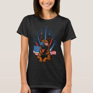 Belgian Malinois Fighter Jet Aeroplane Patriotic D T-Shirt