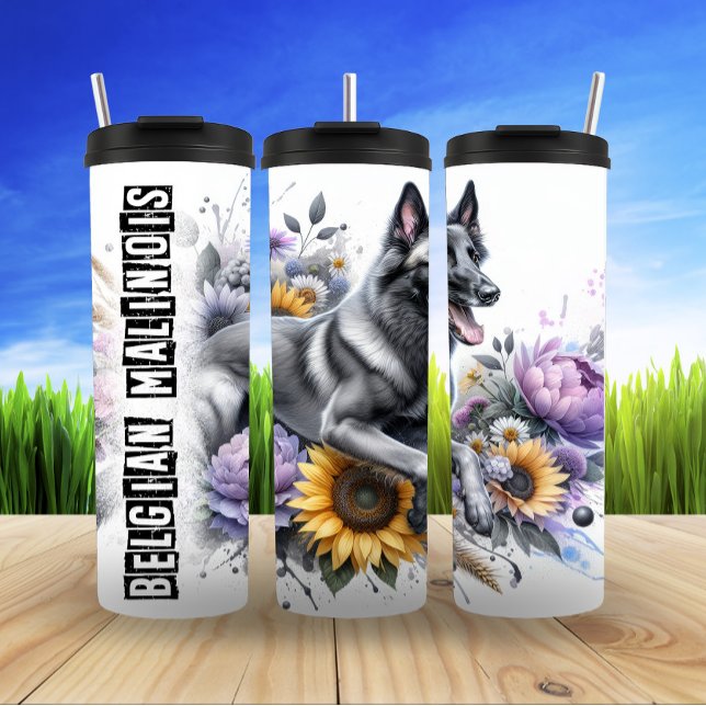 Belgian Malinois' Floral Energy Burst Thermal Tumbler (Creator Uploaded)