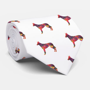 Belgian Malinois Geometric Pattern Silhouette Mult Tie