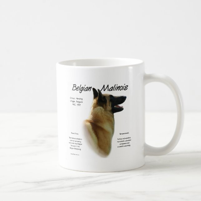 Belgian Malinois History; All about Malinois Coffee Mug (Right)
