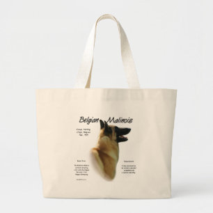 Belgian Malinois History Design Large Tote Bag