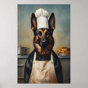 Belgian Malinois In Chefs Hat Poster, Pet Poster