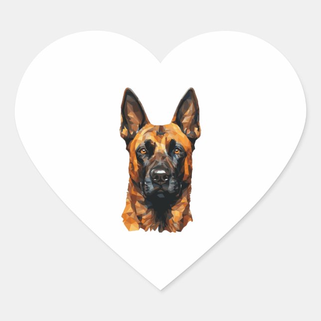 Belgian Malinois in Polygon Style Classic T-Shirt Heart Sticker (Front)