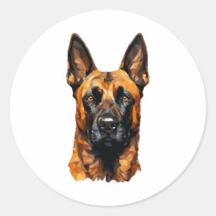 Belgian Malinois in Polygon Style Classic T-Shirt Round Sticker