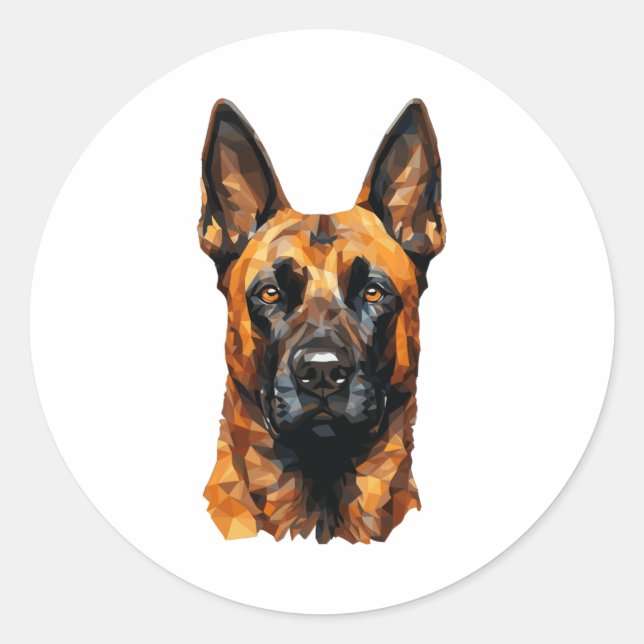 Belgian Malinois in Polygon Style Classic T-Shirt Round Sticker (Front)