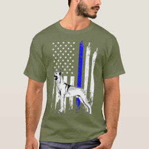 Belgian Malinois K9 Unit Thin Blue Line US Flag T-Shirt