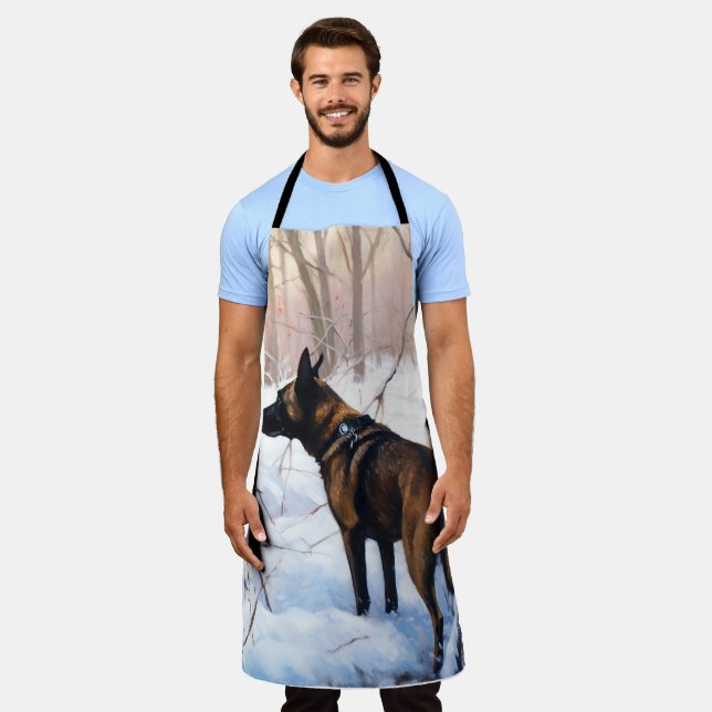 Belgian Malinois Let It Snow Christmas Apron (Worn)