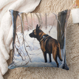 Belgian Malinois Let It Snow Christmas Cushion