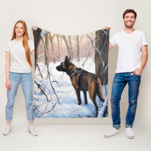 Belgian Malinois Let It Snow Christmas Fleece Blanket