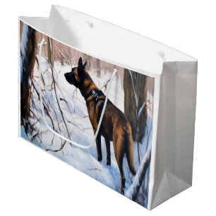 Belgian Malinois Let It Snow Christmas Large Gift Bag