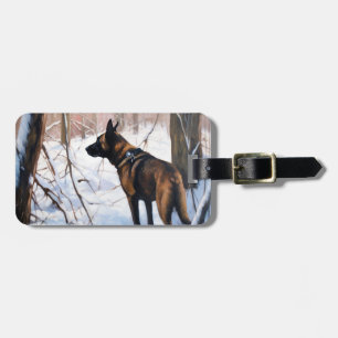 Belgian Malinois Let It Snow Christmas Luggage Tag