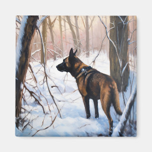 Belgian Malinois Let It Snow Christmas Magnet