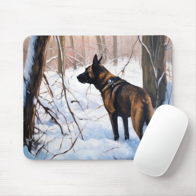 Belgian Malinois Let It Snow Christmas Mouse Mat (With Mouse)